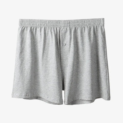 Men's cotton boxer shorts in black colour showing loose fit and high waist design