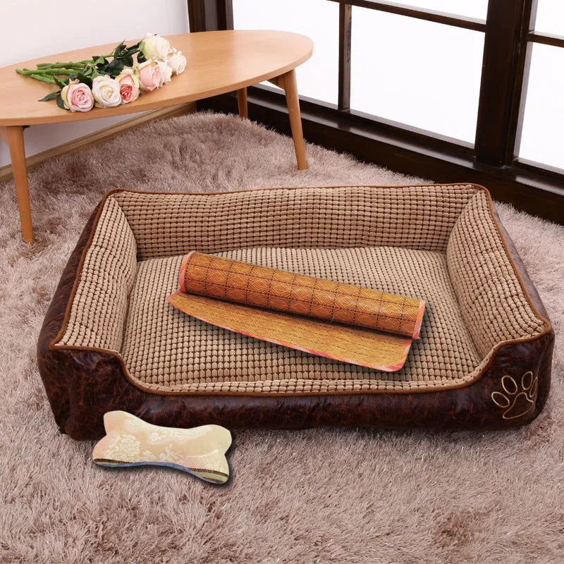 Flannel dog kennel in grey, coffee or beige, removable washable pet house, sizes M to XXL