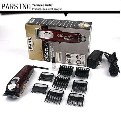 Charging hair clipper with stainless steel cutter head and multiple international plug specifications
