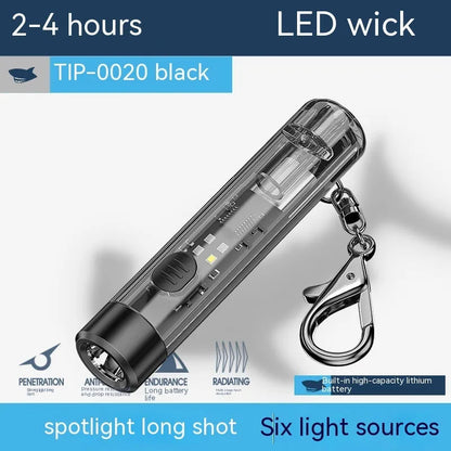 Black plastic USB rechargeable LED flashlight with compact portable design