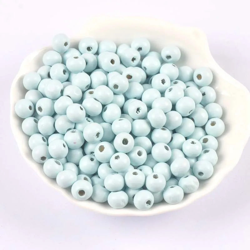 100 round wooden beads in 6mm to 12mm sizes, lotus wood with dyed surface for DIY crafts