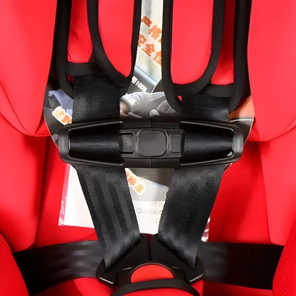 Black nylon replacement chest buckle clip for a child car seat five-point safety harness