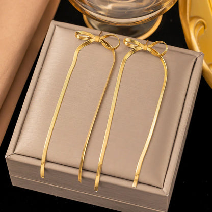 Elegant hypoallergenic 18k gold plated bow earrings for sensitive ears