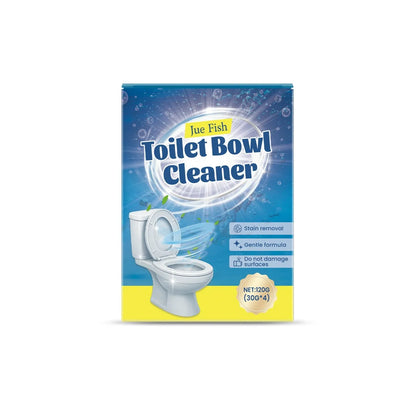 Four single-use sachets of white toilet cleaning powder for descaling and stain removal, net weight 120g.