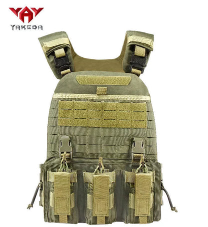 MOLLE System Tactical Vest in khaki, black, grey, or military green for outdoor activities
