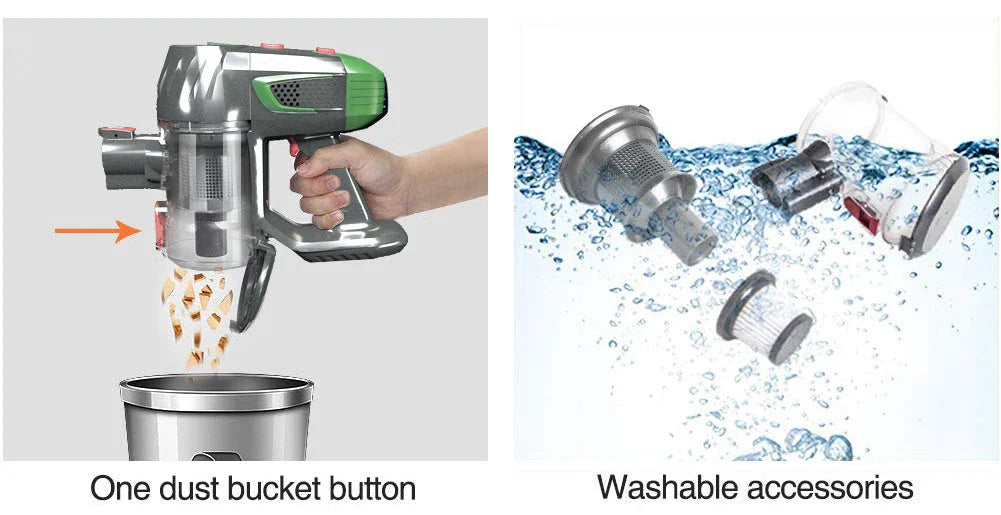 Powerful cordless vacuum cleaner with flexible hose for versatile cleaning in home, vehicle, and mattress