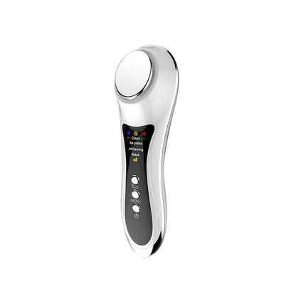 Hot & Cold Eye Massage Machine in pearl white and rose gold for skin care and eye relief