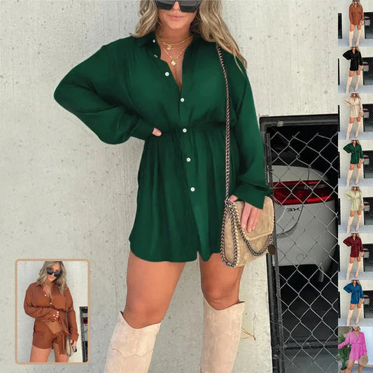 Stylish and comfortable long sleeve jumpsuit dress for women in a variety of vibrant colors