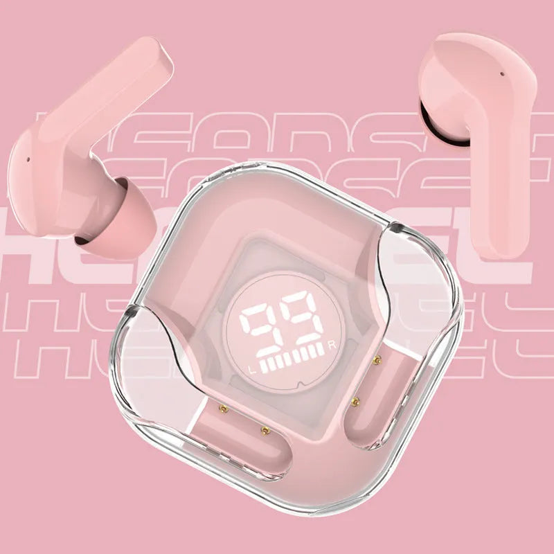 Wireless Bluetooth TWS headset in one of five colours: white, black, pink, blue, or green.
