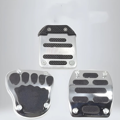 Metal motorcycle brake pedal skid plate showing Foot Pedal, Square Foot Pedal, and Small Brake Plate style options