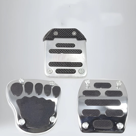 Metal motorcycle brake pedal skid plate showing Foot Pedal, Square Foot Pedal, and Small Brake Plate style options