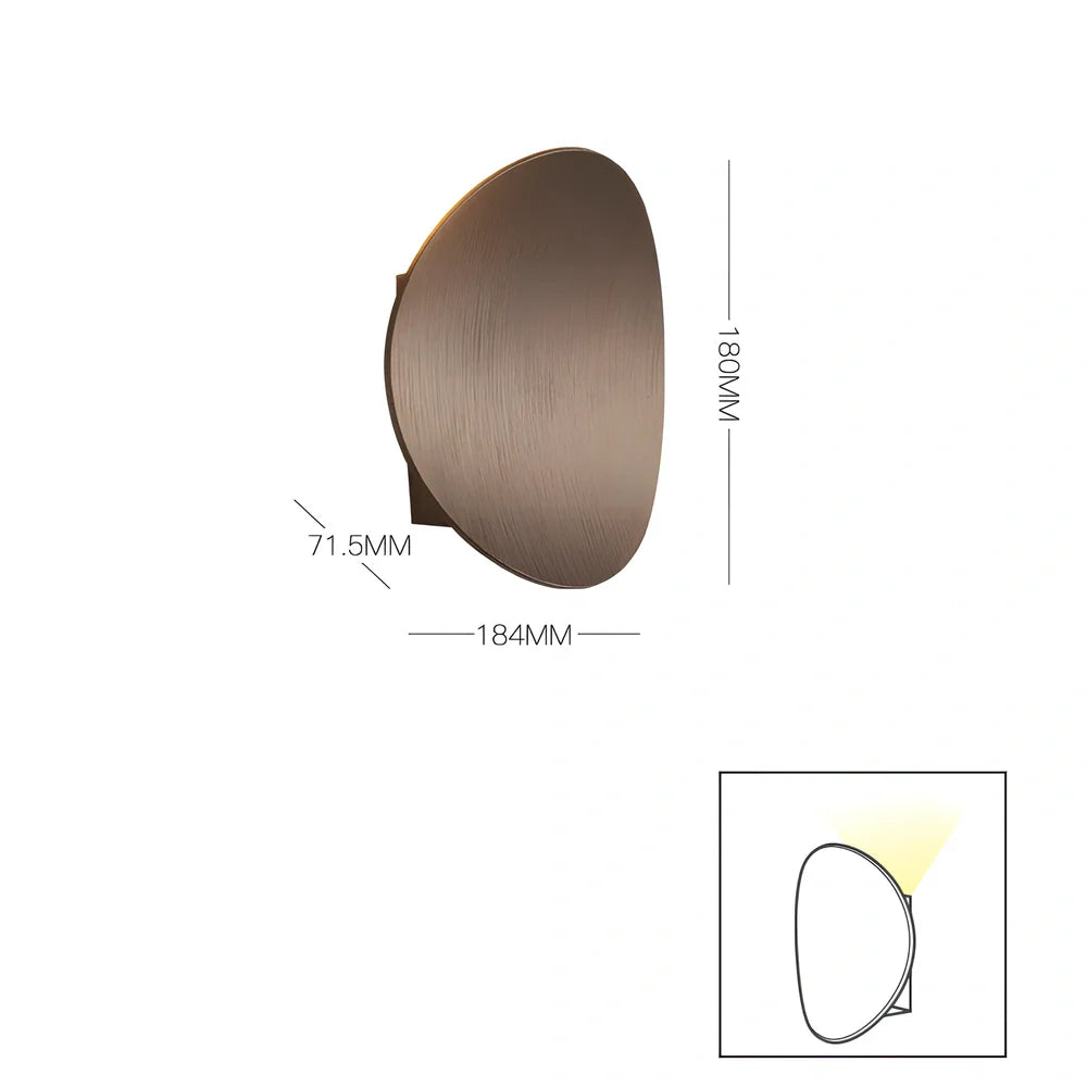 Round white wall lamp with aluminium body and plexiglass shade for bedroom or balcony lighting