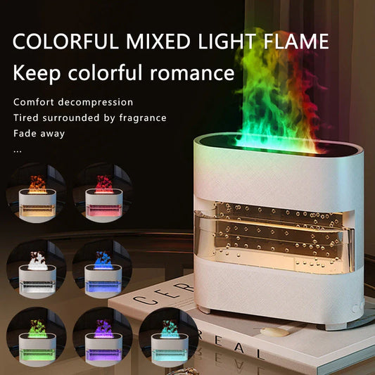 Relaxing Rain Cloud Humidifier with Flame Effect and Aromatherapy Diffuser