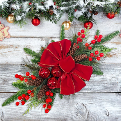 Red non-shine flocking garland in 45cm and 60cm lengths for stair and floor decoration