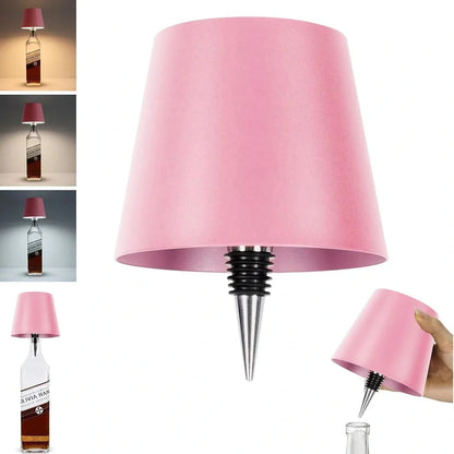 White cylindrical LED wine bottle table lamp with touch dimming and USB charging port