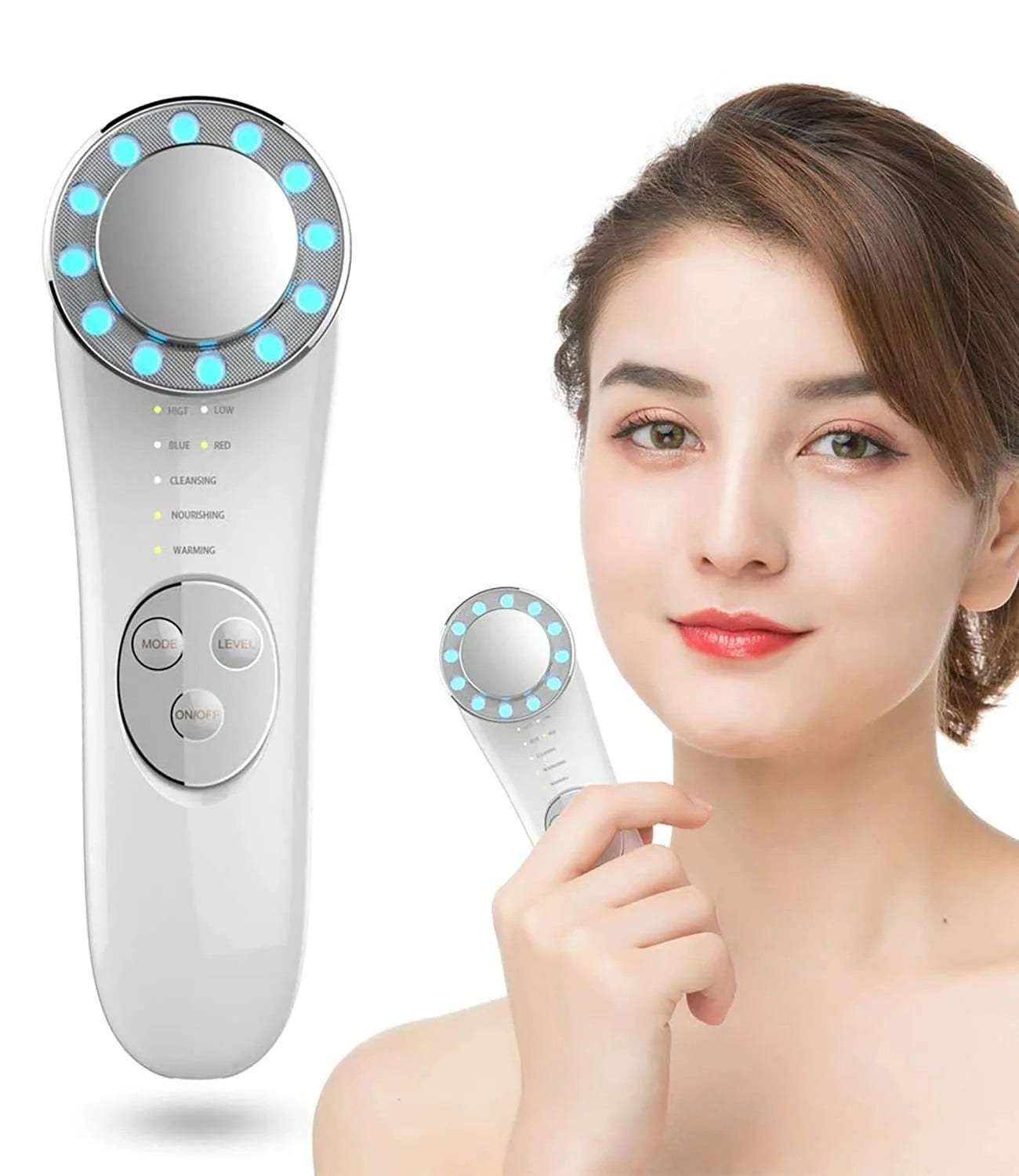 7-in-1 Facial Massager with Galvanic and High Frequency Technology for skin care