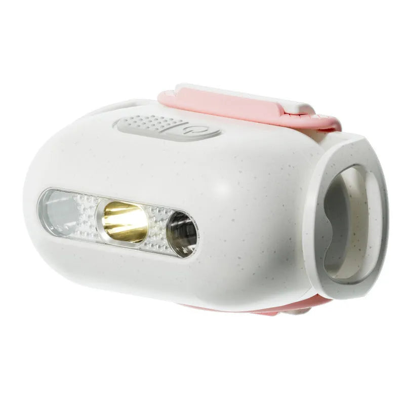 Pet luminous collar light with multicolour LED patterns and hanging ring for dog collar attachment