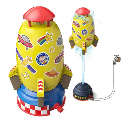 Outdoor water pressure rocket launcher toy for children's garden play with plastic construction