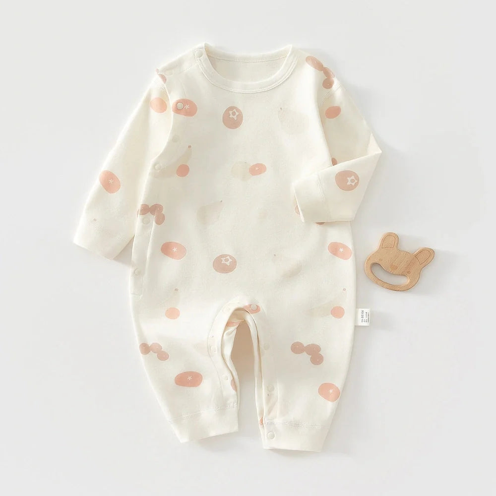 Pure cotton boneless baby jumpsuit with long sleeves in apricot colour for infant wear