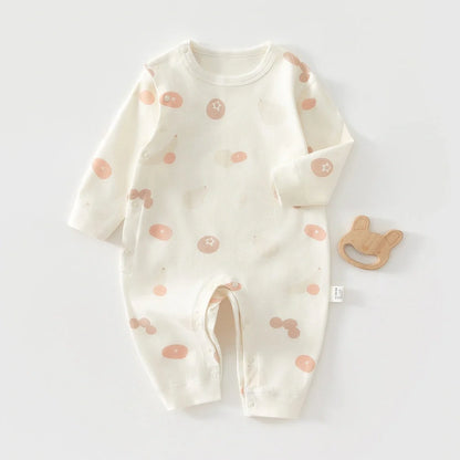 Pure cotton boneless baby jumpsuit with long sleeves in apricot colour for infant wear