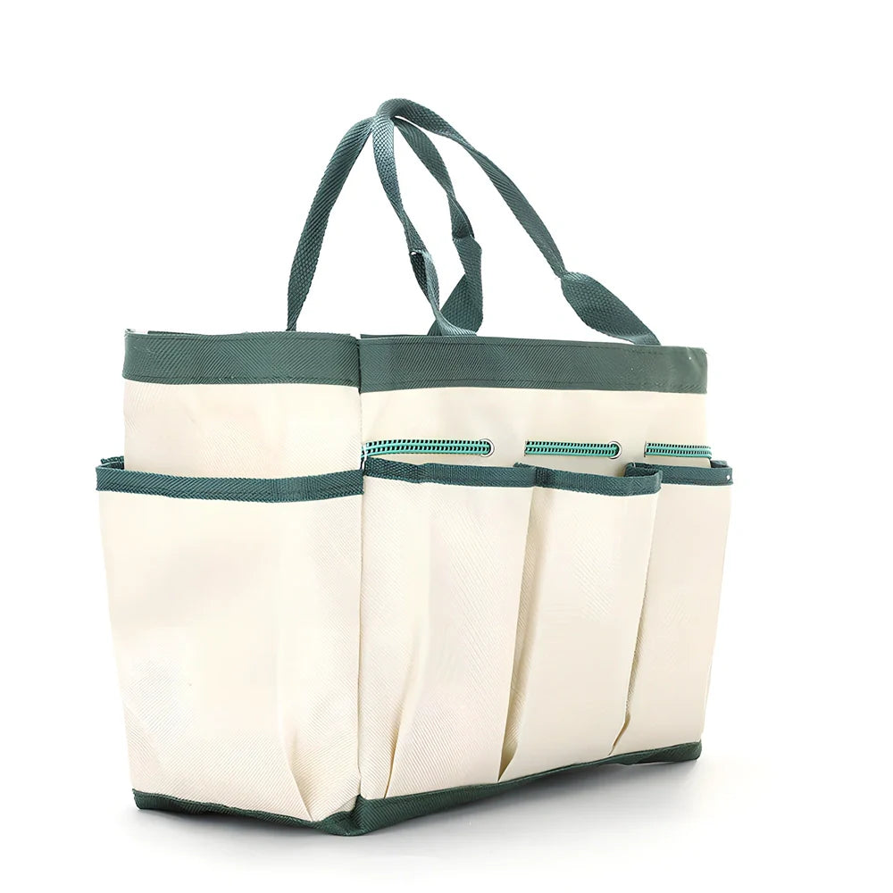 Green garden storage bag set with three 315x250mm compartments for tool organisation