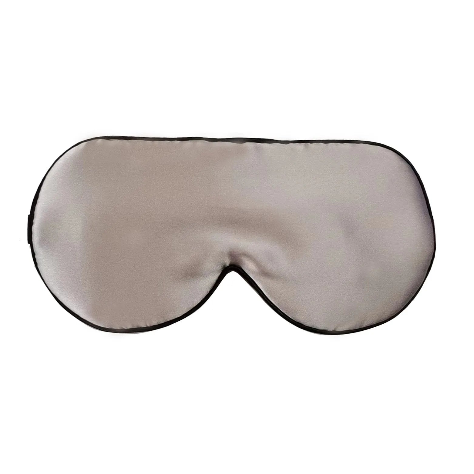 Double-sided mulberry silk eye mask showing 22cm by 11cm dimensions in navy blue colour