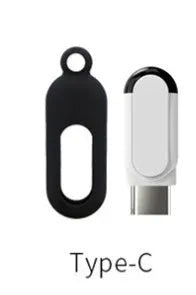 Smartphone infrared emission remote control with Type-C, Micro-USB, or Apple Lightning interface, 30x11x7.5mm, key ring and silicone cover