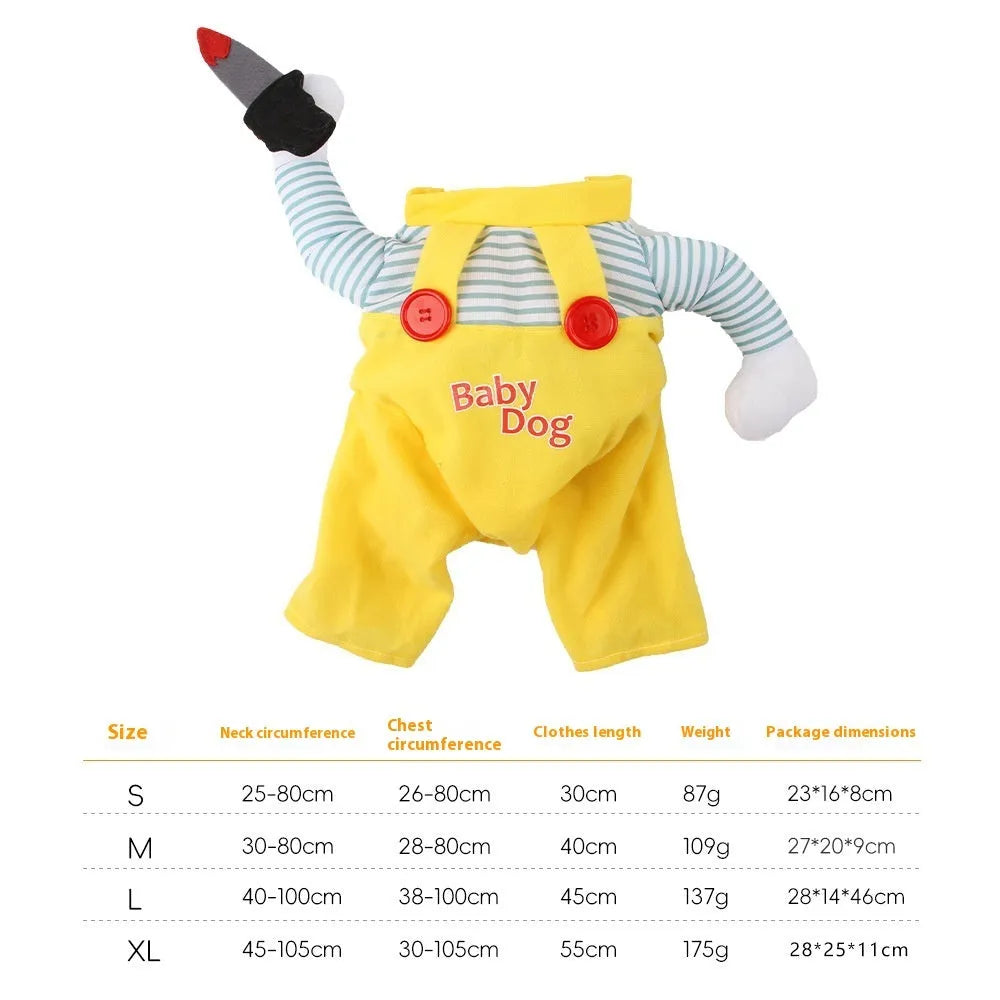 Yellow assassin costume clothing for cat showing polyester fabric and themed design