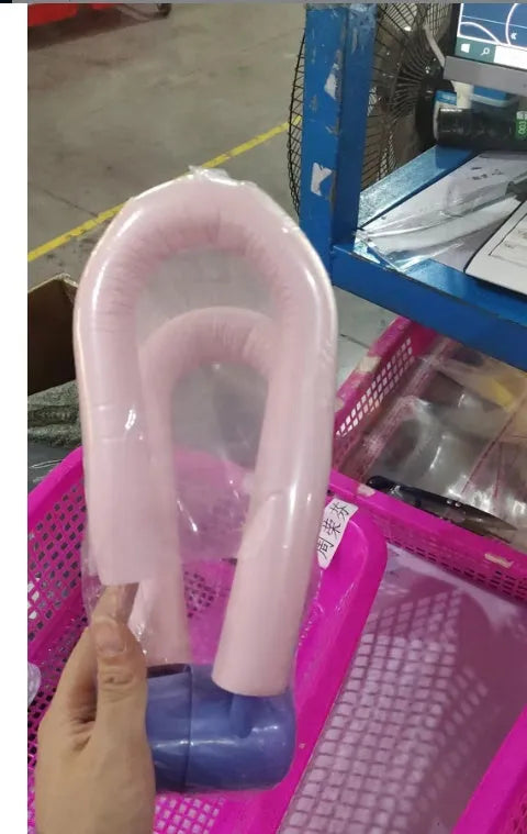 Pink PVC leg exercise clip with foam padding and steel spring for gym and home workouts