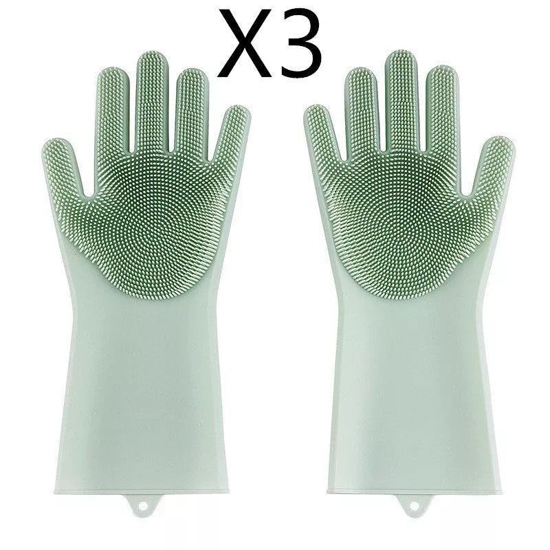 Silicone dishwashing gloves in multiple colors, high temperature resistant up to 320°F
