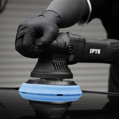 5-inch polishing machine with 125mm backing plate and variable speed control from 2000-5200 OPM