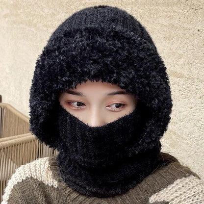 Stylish warm multifunctional hat and scarf combo for winter in various colors