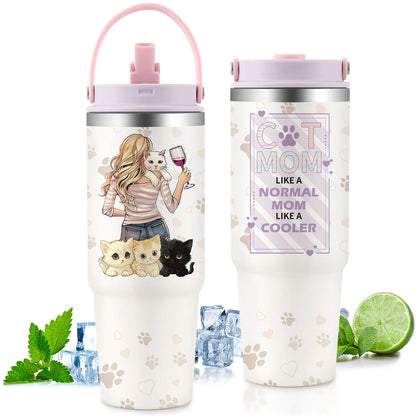 Premium 30oz stainless steel insulated cup in various colors, keeping drinks hot or cold for hours.