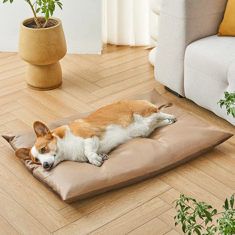 Summer cooling pet sleeping mat shown in blue colour with size options from S to XL