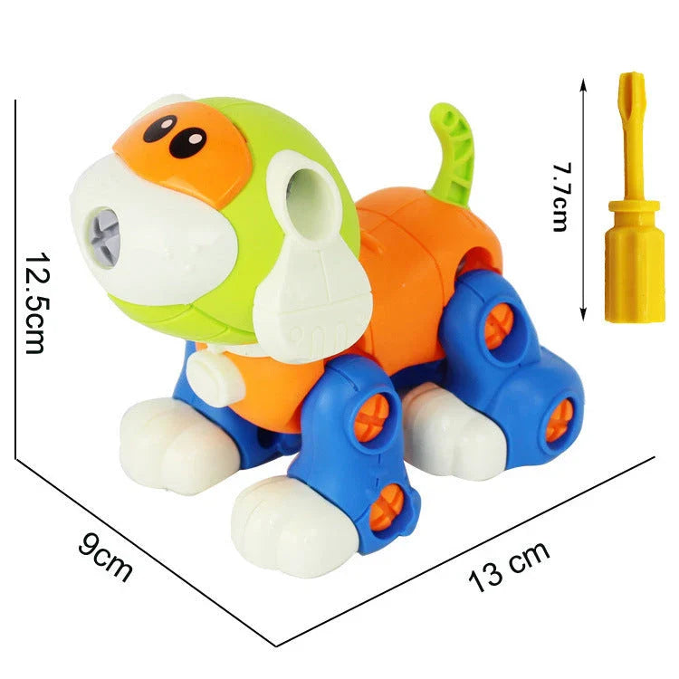 Hands-on STEM toy with various vehicle model components that can be disassembled and reassembled