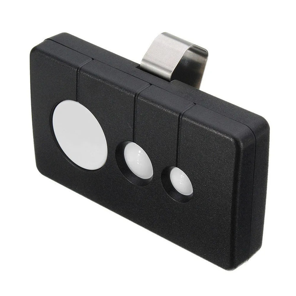 Black three-button garage door remote control for LiftMaster models