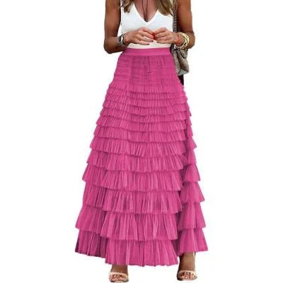Layered Ruffles Cake Skirt in mesh fabric for summer wear