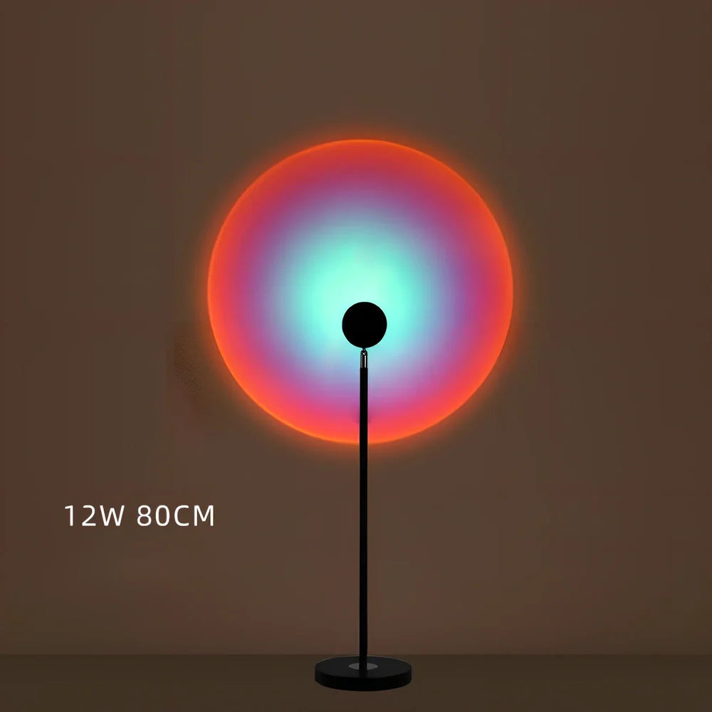 LED sunset atmosphere light with aluminium alloy body and glass shade in sunset red colour