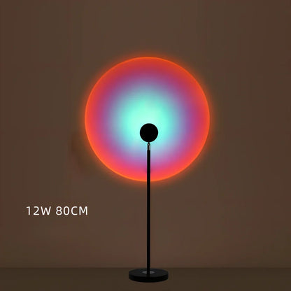 LED sunset atmosphere light with aluminium alloy body and glass shade in sunset red colour