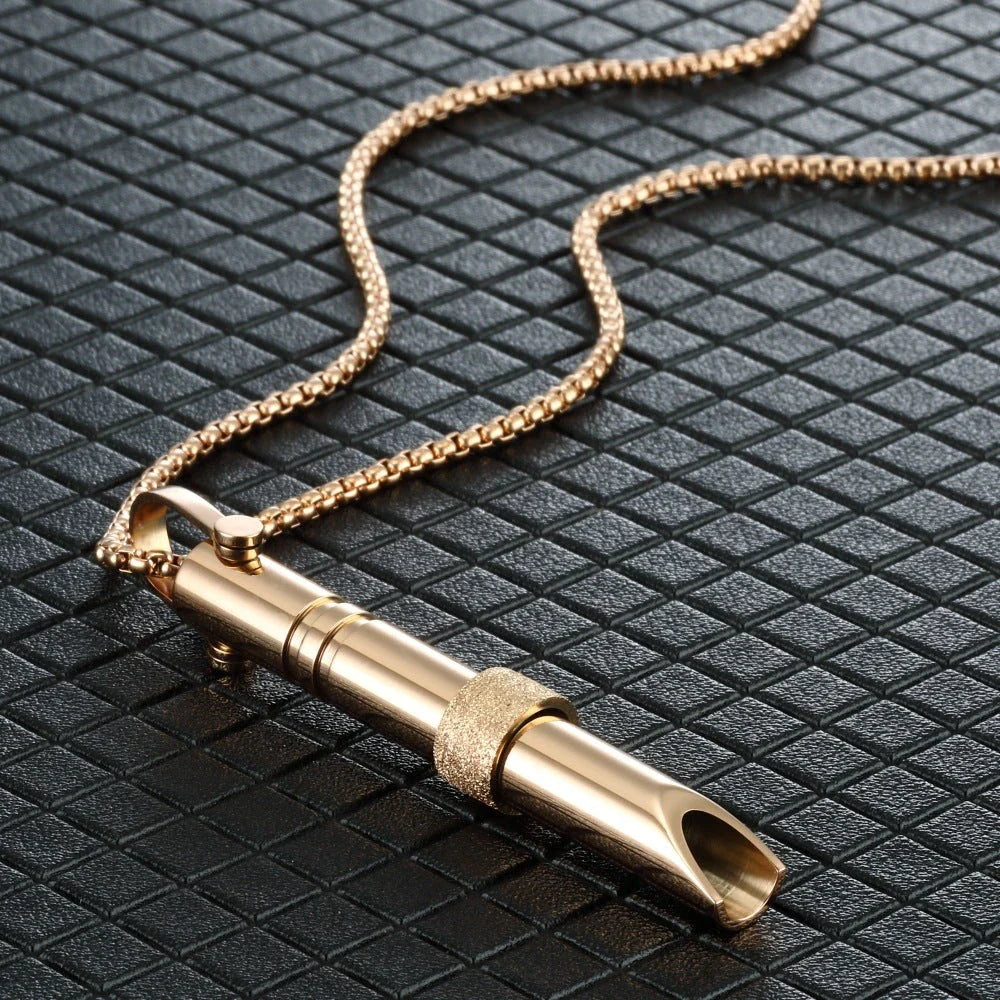 Premium Stainless Steel Meditation Necklace with Breathing Spinner and Braille Engraving for Anxiety and Stress Relief