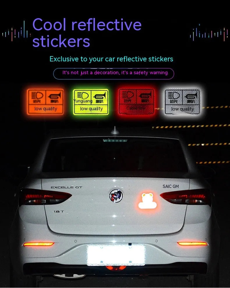 Geometric grid pattern reflective safety tape for bicycles in blue, red, white, and fluorescent yellow.