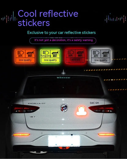Geometric grid pattern reflective safety tape for bicycles in blue, red, white, and fluorescent yellow.