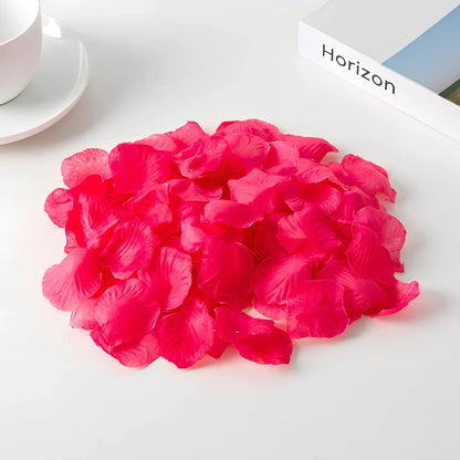 Pack of 100 high-quality silk simulated rose petals, 5cm size, in colours like rose red for wedding room scenes