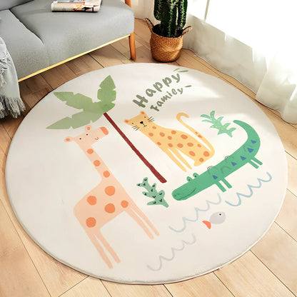 Cartoon thickened acrylic round table blanket in Cake Town pattern, 120cm diameter, white background