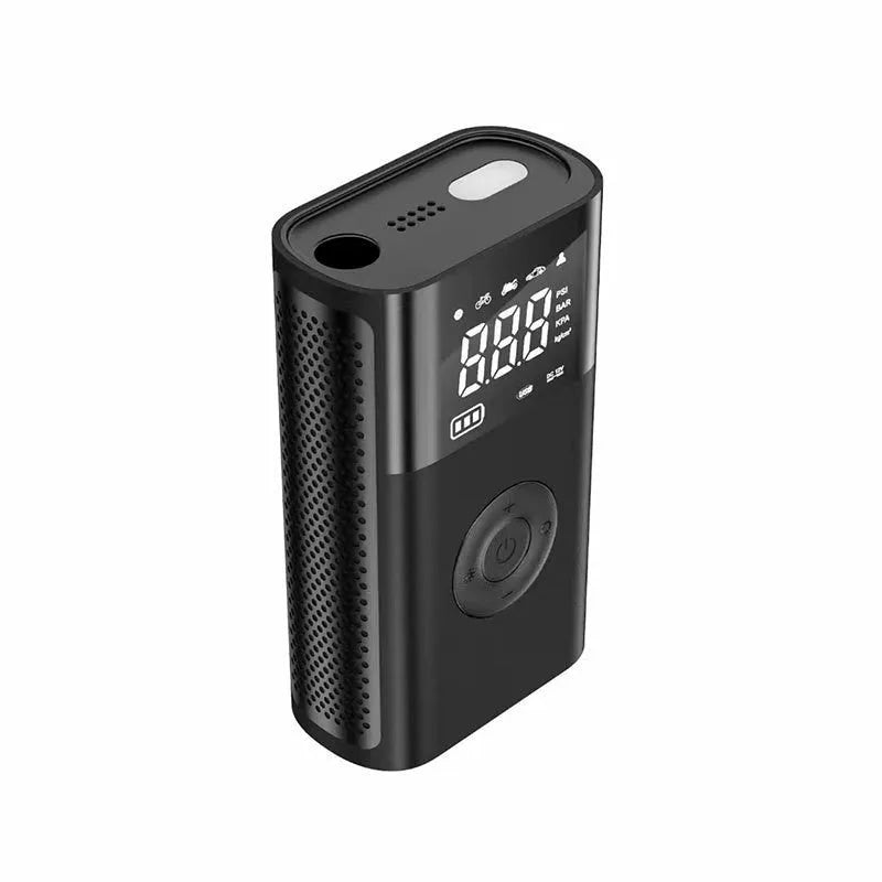 Wireless digital display handheld air pump with LED light and multiple valve adaptors for cars, bicycles and sports equipment