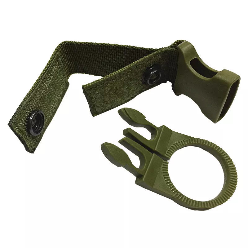 Tactical nylon webbing water bottle hang buckle in black, khaki, or army green