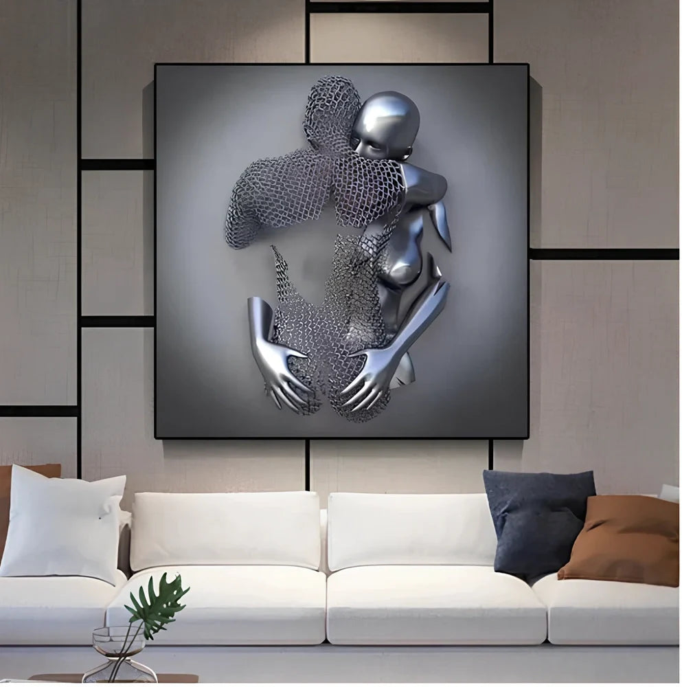 American Valentine wall decoration painting with metal frame and oil canvas in 40cm and 60cm sizes