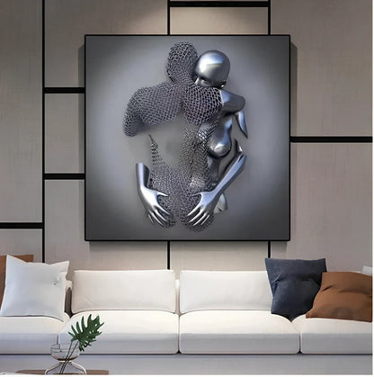 American Valentine wall decoration painting with metal frame and oil canvas in 40cm and 60cm sizes