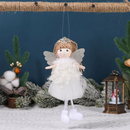 Cloth Christmas angel hair pendant attached to girl's high ponytail in white, pink, or khaki colour options