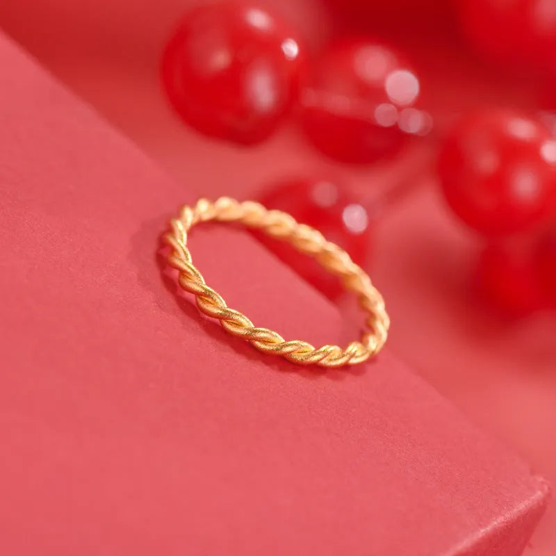 Brass gold plated women's bracelet ring shown in glossy, matte, and twist styles.